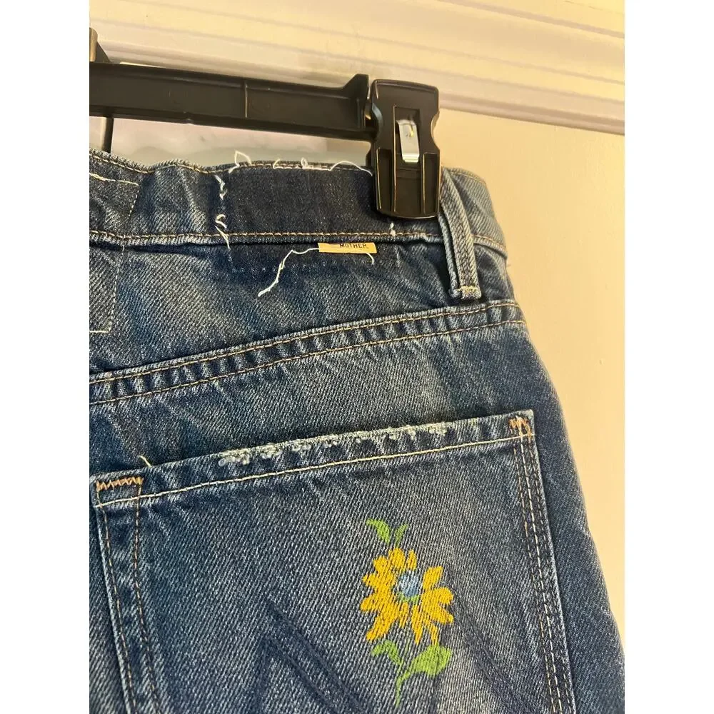 Mother Rerun Zip Sneak High-Rise Wide-Leg Jeans size 26 blue New - Picture 6 of 10